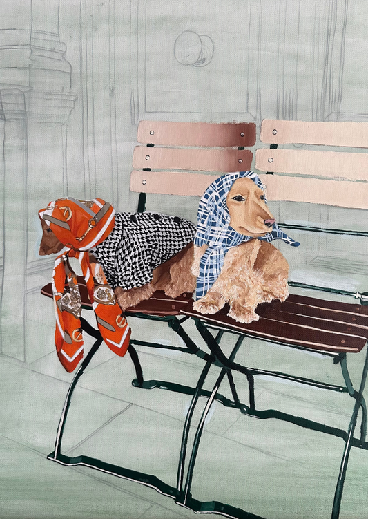 Kaart, twee stijlvolle honden